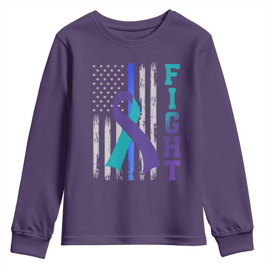 Fight Police Suicide Prevention Support American Flag Ribbon Support Youth Sweatshirt