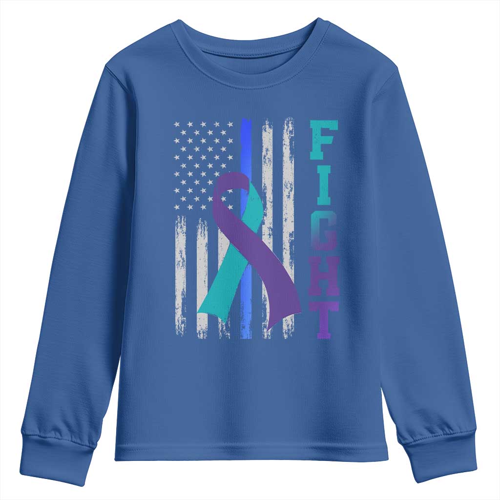 Fight Police Suicide Prevention Support American Flag Ribbon Support Youth Sweatshirt