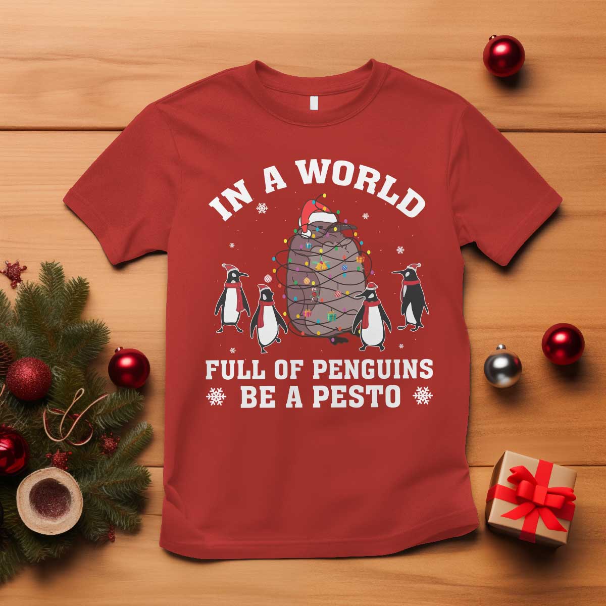 funny-pesto-christmas-penguin-t-shirt-in-a-world-full-of-penguins-be-a-pesto-xmas-santa-hat