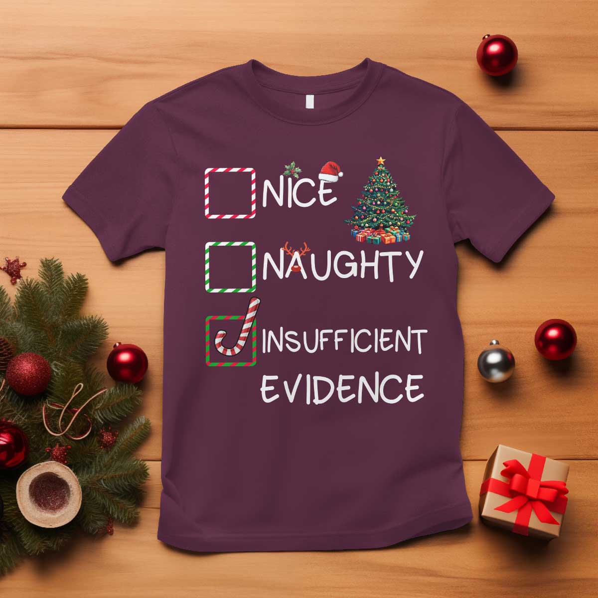 funny-nice-naughty-insufficient-evidence-t-shirt-christmas-tree-candy-cane