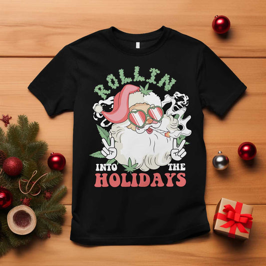 funny-weed-christmas-t-shirt-rollin-into-the-holidays-santa-xmas