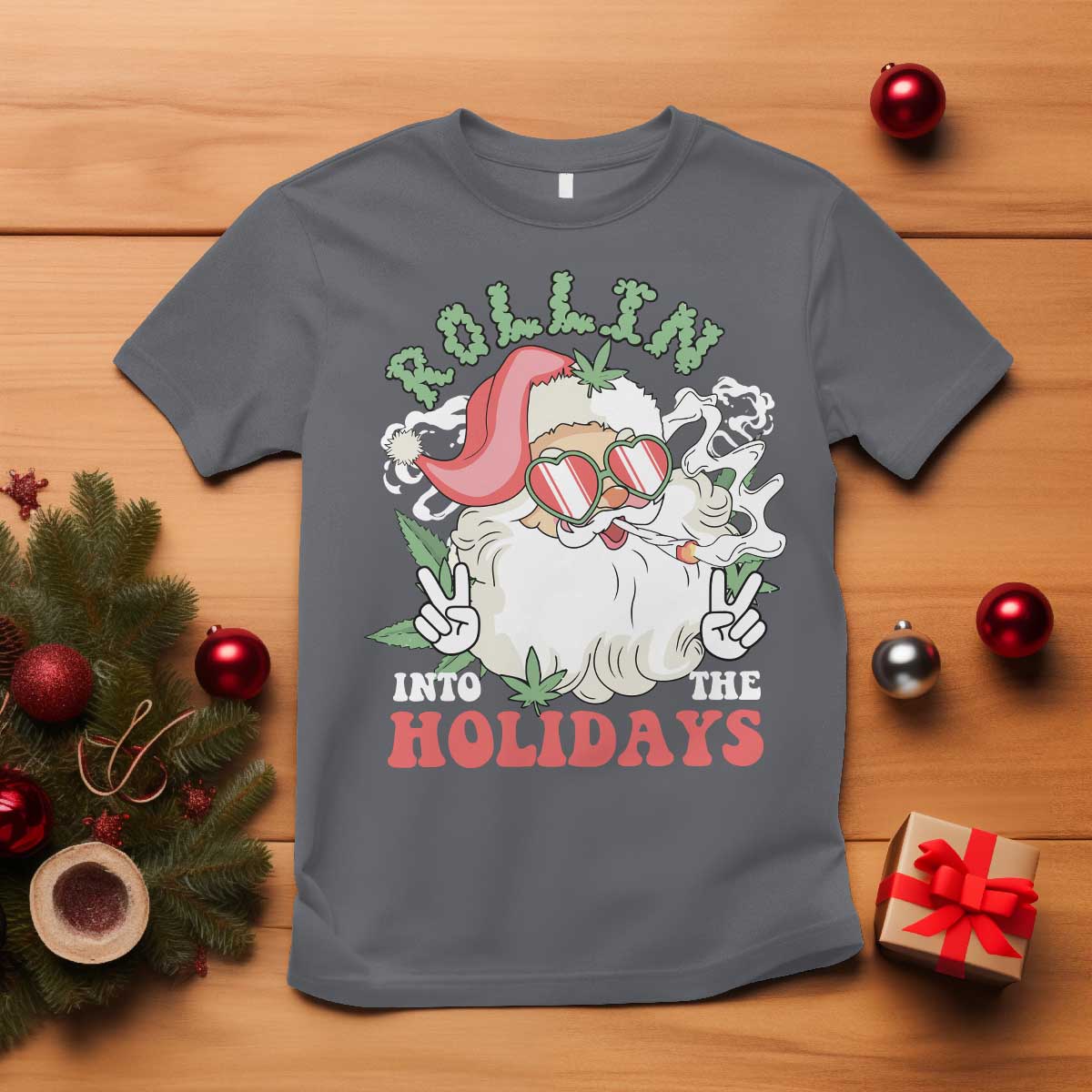 funny-weed-christmas-t-shirt-rollin-into-the-holidays-santa-xmas