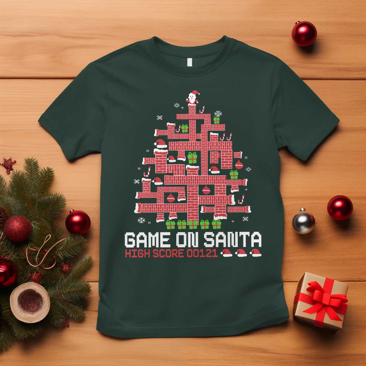 funny-christmas-santa-gamers-t-shirt-game-on-santa-chimney-xmas-tree