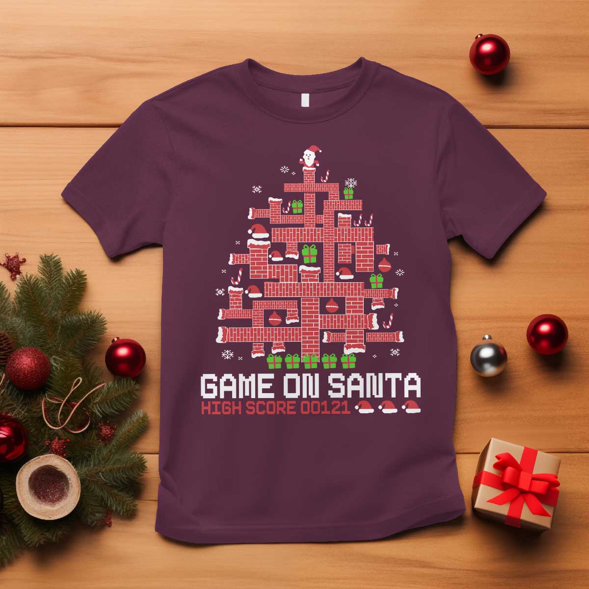 funny-christmas-santa-gamers-t-shirt-game-on-santa-chimney-xmas-tree