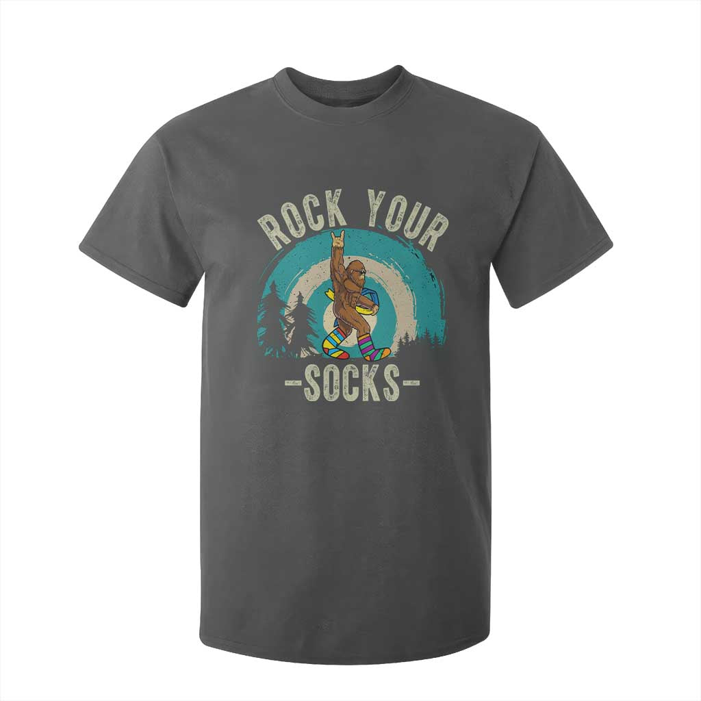 Funny Down Syndrome Support Bigfoot T Shirt For Kid Rock Your Socks