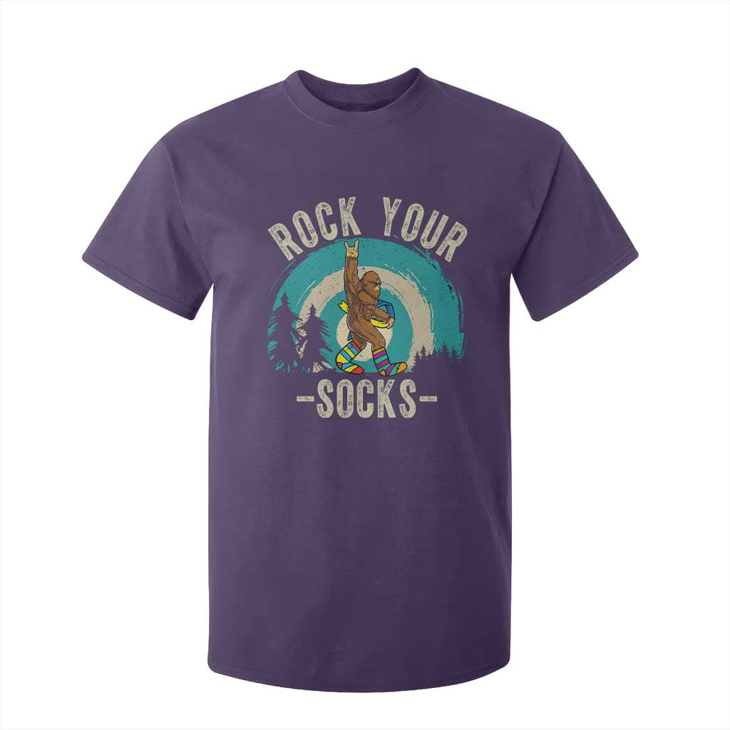 Funny Down Syndrome Support Bigfoot T Shirt For Kid Rock Your Socks