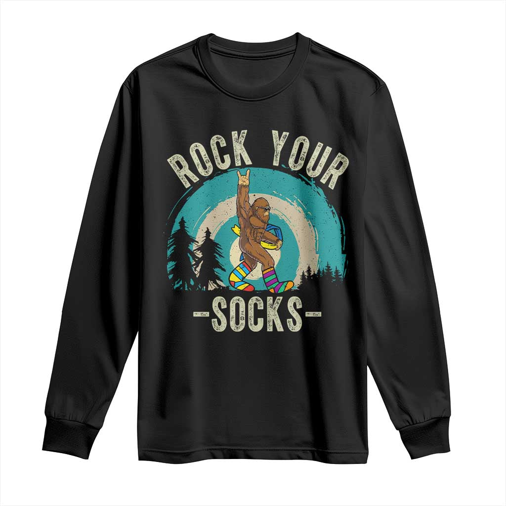 Funny Down Syndrome Support Bigfoot Long Sleeve Shirt Rock Your Socks