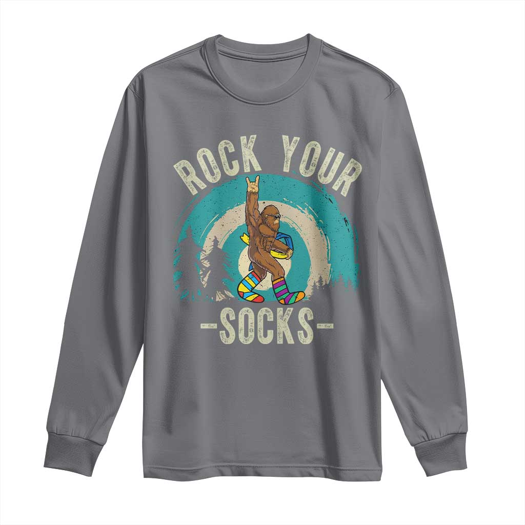 Funny Down Syndrome Support Bigfoot Long Sleeve Shirt Rock Your Socks