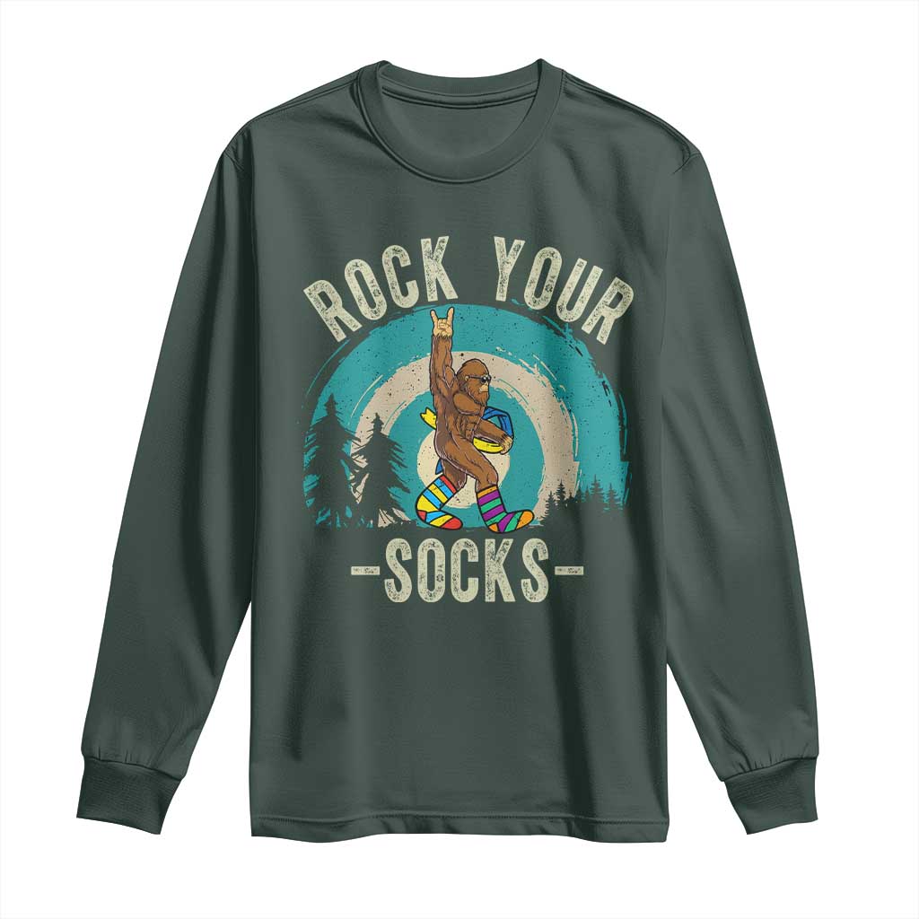 Funny Down Syndrome Support Bigfoot Long Sleeve Shirt Rock Your Socks