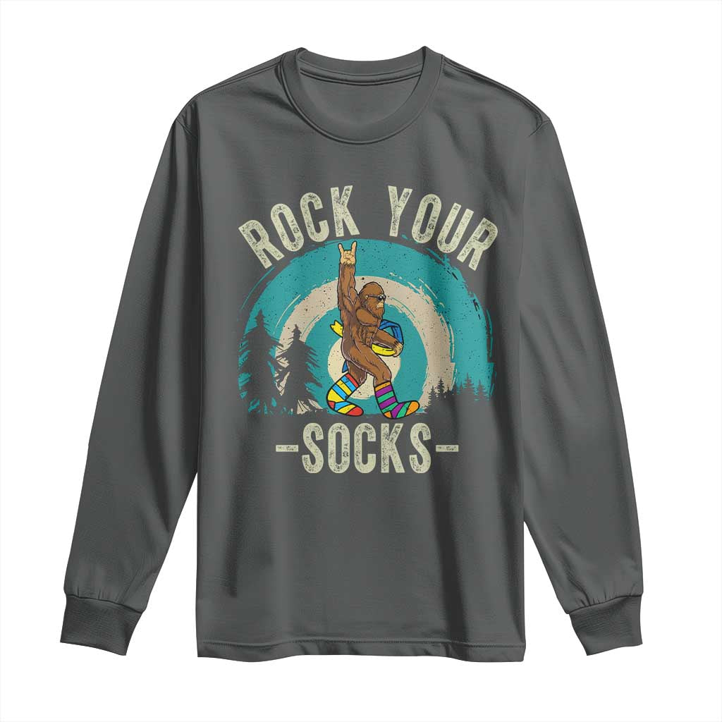 Funny Down Syndrome Support Bigfoot Long Sleeve Shirt Rock Your Socks