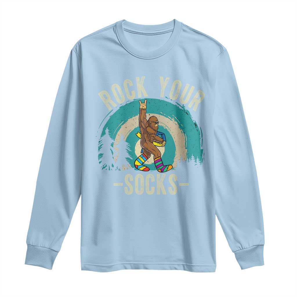 Funny Down Syndrome Support Bigfoot Long Sleeve Shirt Rock Your Socks