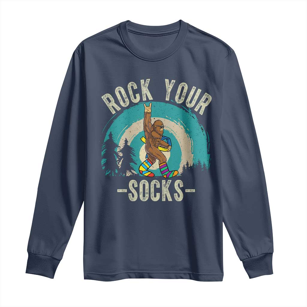 Funny Down Syndrome Support Bigfoot Long Sleeve Shirt Rock Your Socks