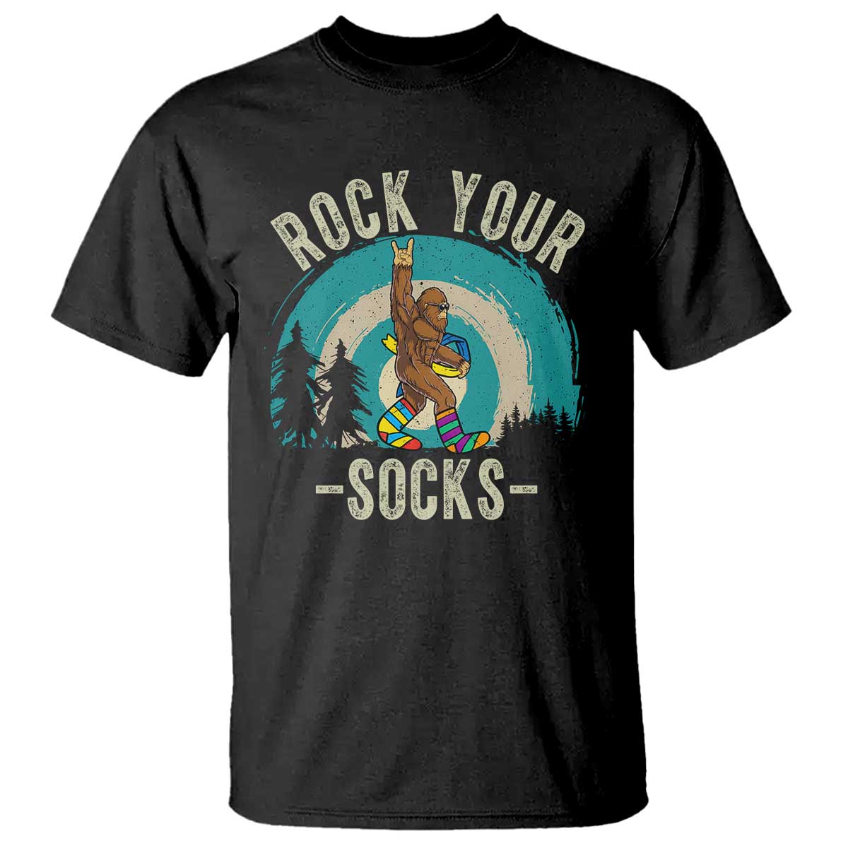 Funny Down Syndrome Support Bigfoot T Shirt Rock Your Socks