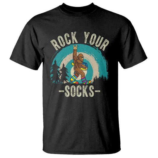 Funny Down Syndrome Support Bigfoot T Shirt Rock Your Socks