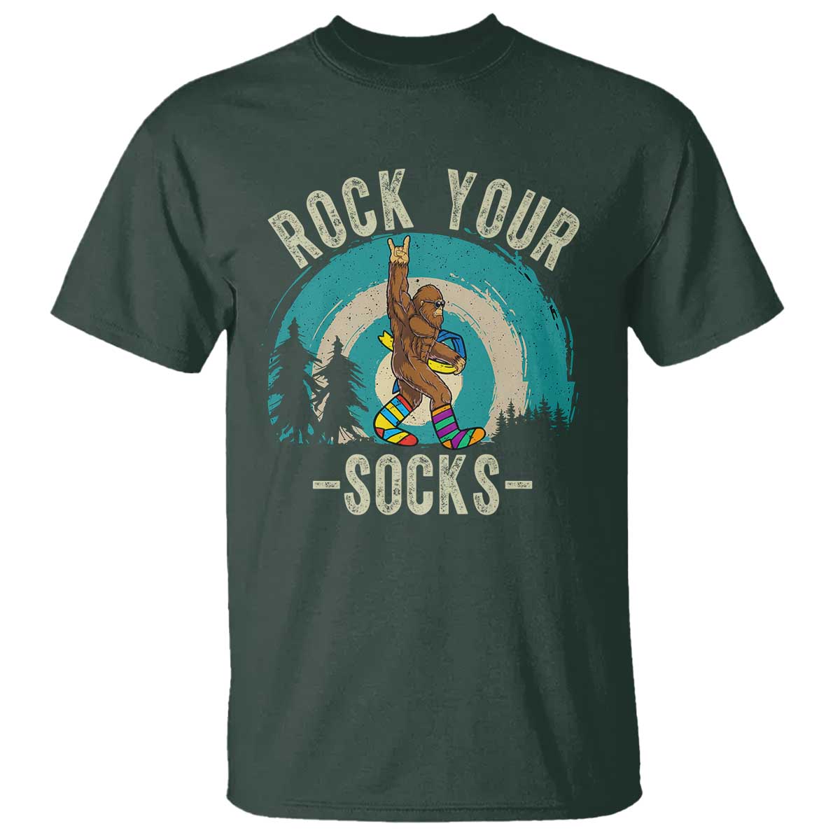 Funny Down Syndrome Support Bigfoot T Shirt Rock Your Socks