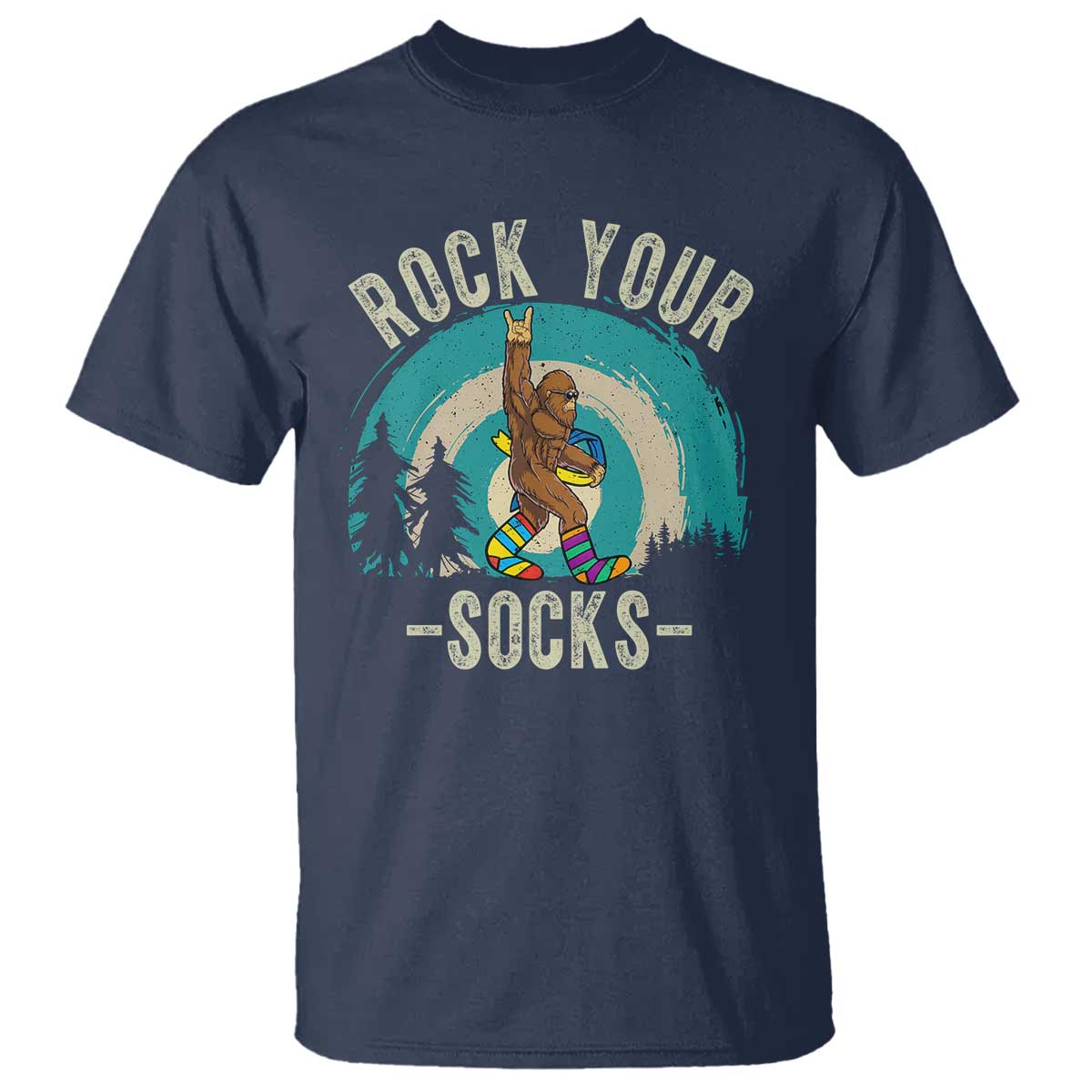 Funny Down Syndrome Support Bigfoot T Shirt Rock Your Socks