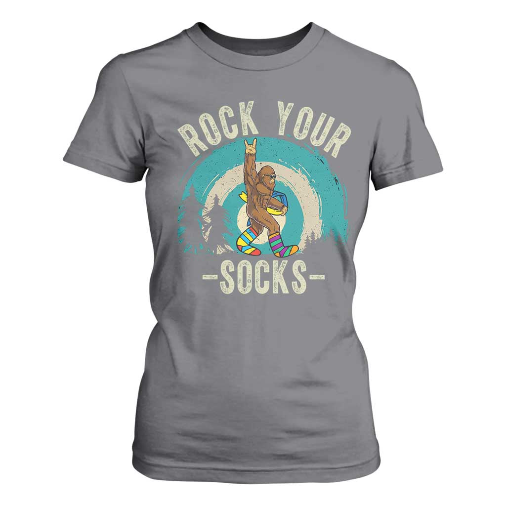 Funny Down Syndrome Support Bigfoot T Shirt For Women Rock Your Socks