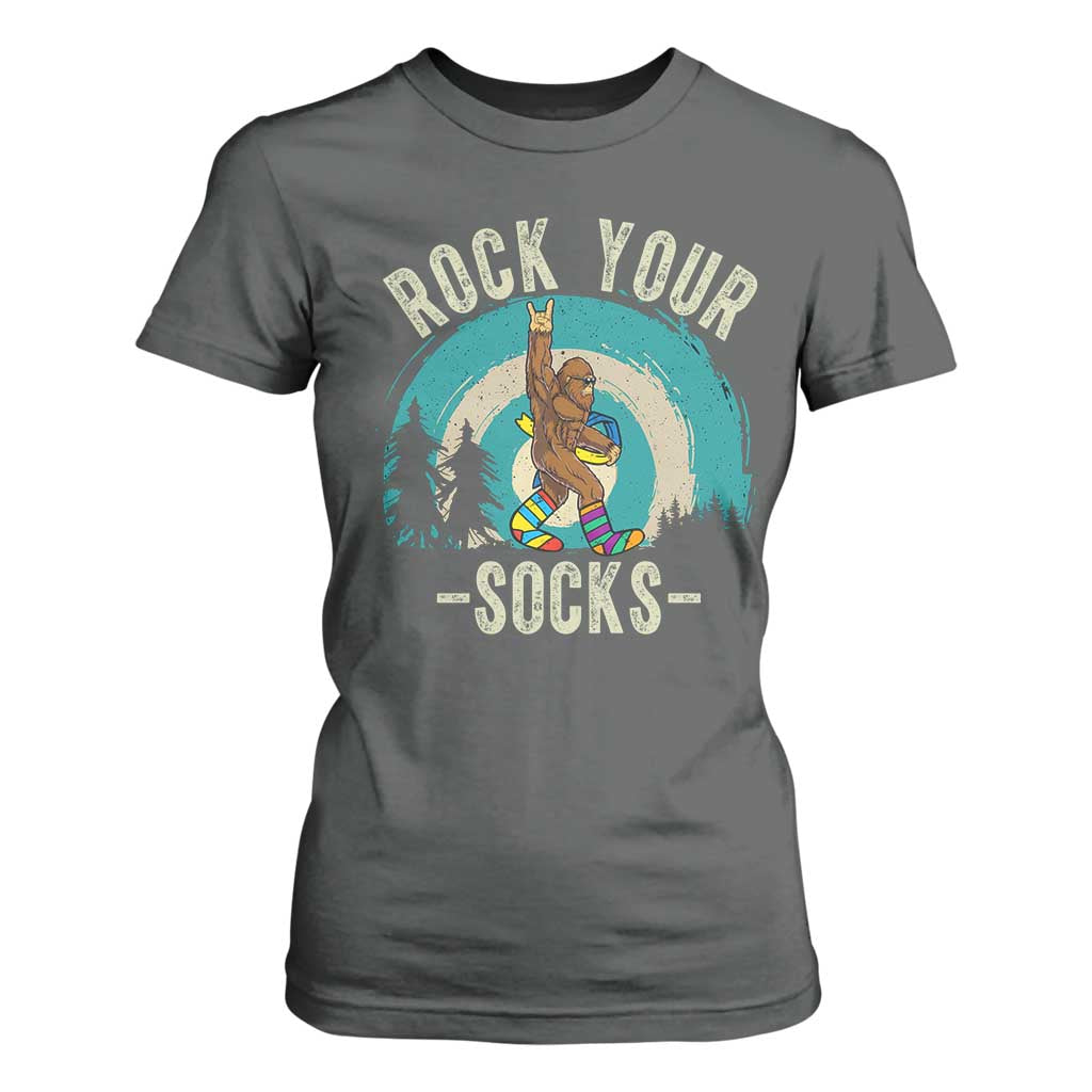 Funny Down Syndrome Support Bigfoot T Shirt For Women Rock Your Socks