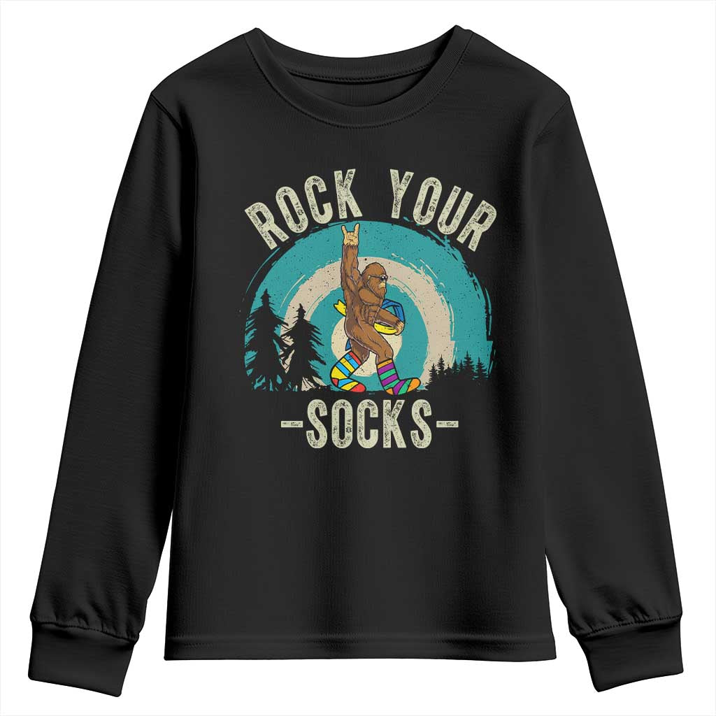 Funny Down Syndrome Support Bigfoot Youth Sweatshirt Rock Your Socks