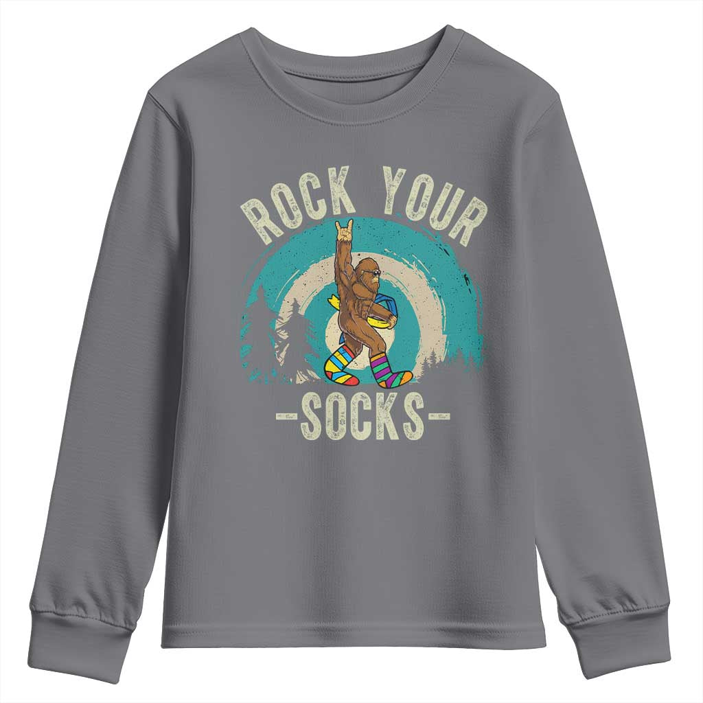 Funny Down Syndrome Support Bigfoot Youth Sweatshirt Rock Your Socks