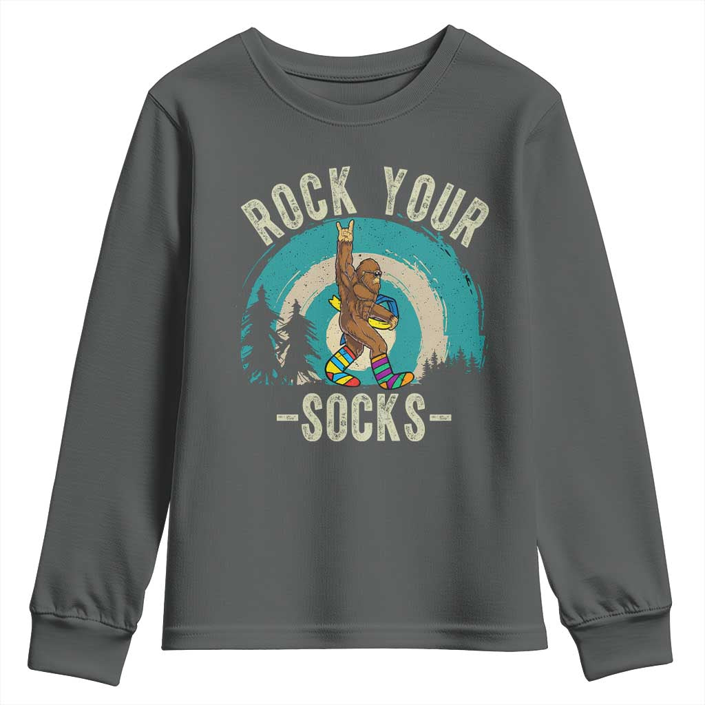 Funny Down Syndrome Support Bigfoot Youth Sweatshirt Rock Your Socks