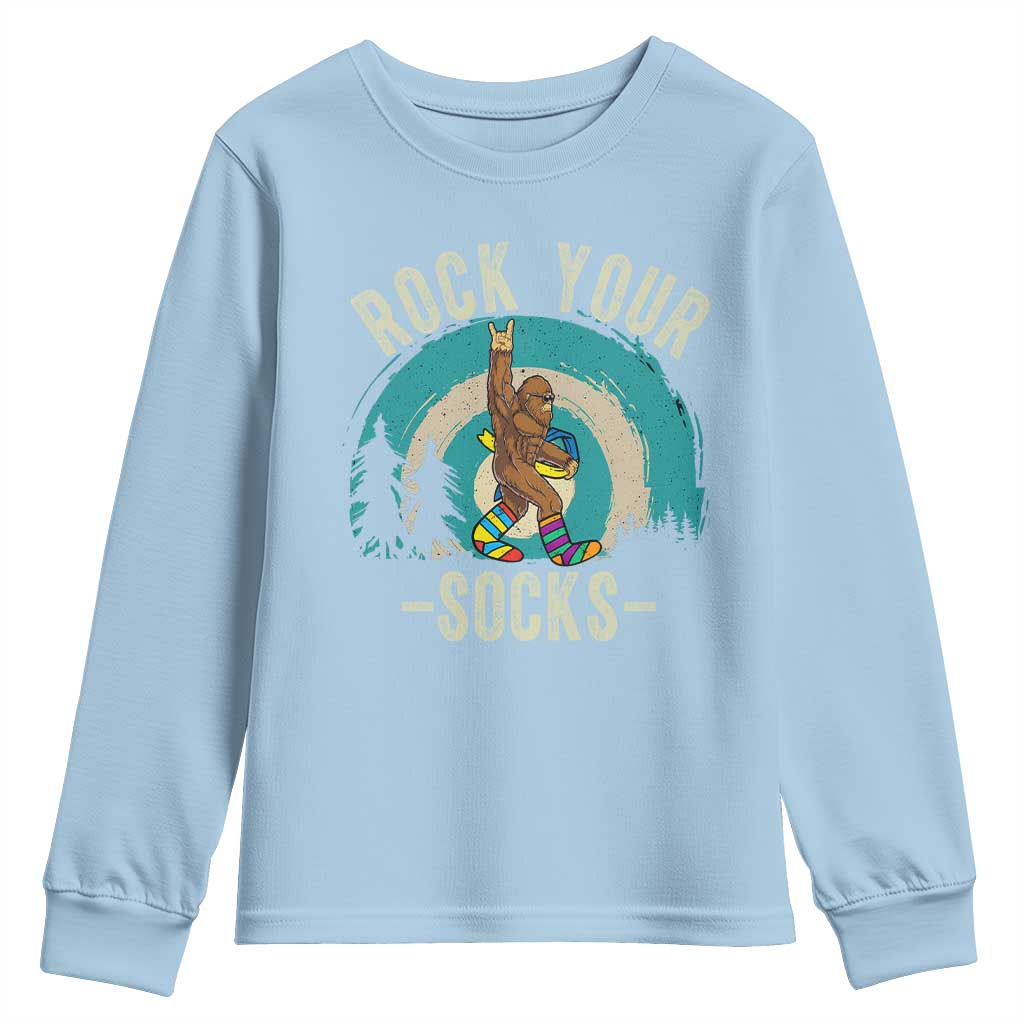 Funny Down Syndrome Support Bigfoot Youth Sweatshirt Rock Your Socks