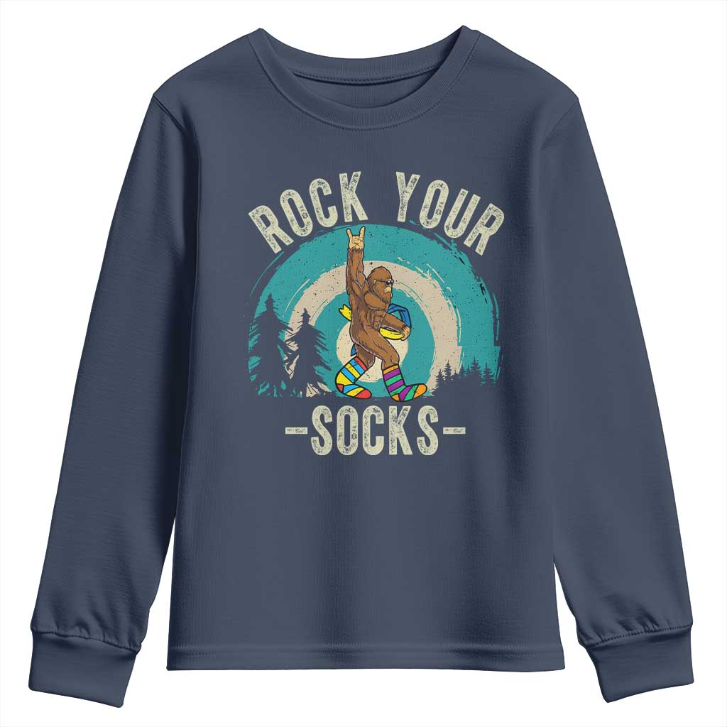 Funny Down Syndrome Support Bigfoot Youth Sweatshirt Rock Your Socks