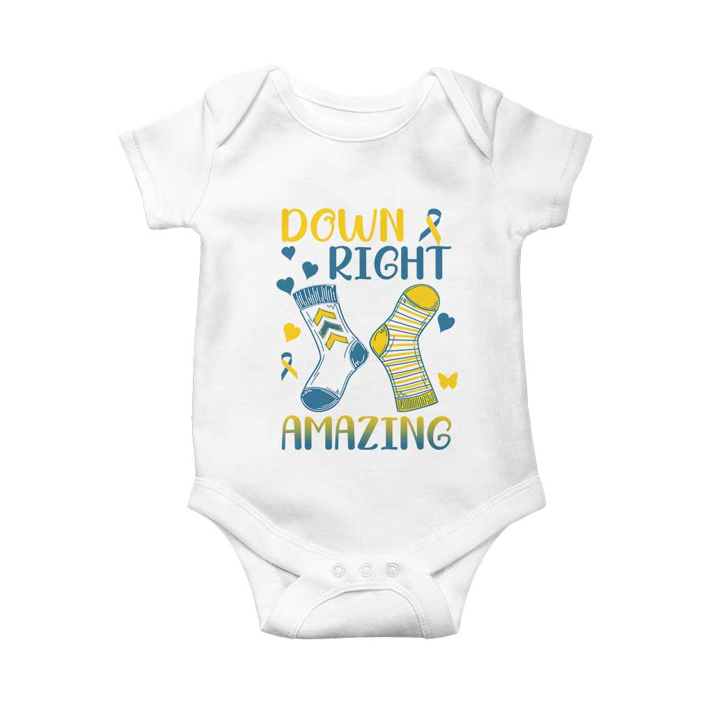 Down Right Amazing Baby Onesie Down Syndrome Support Socks Ribbon