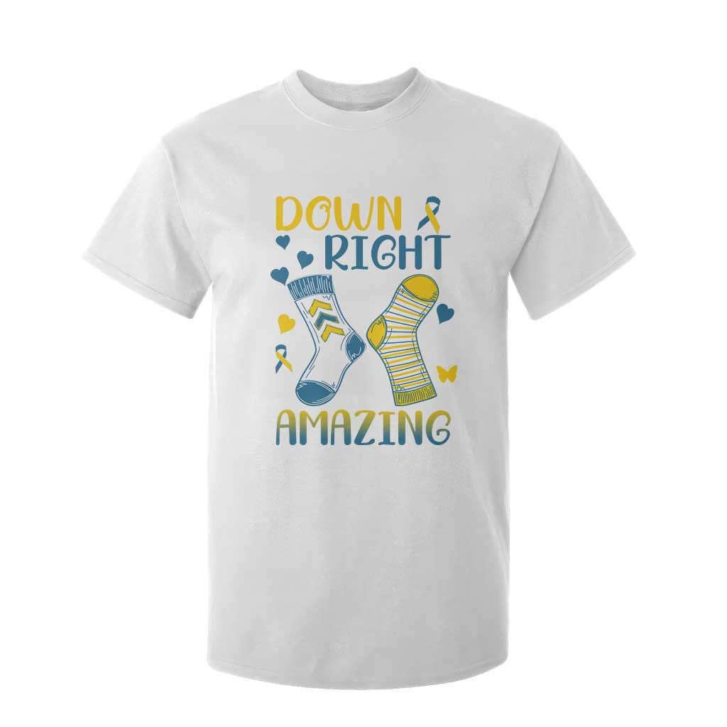 Down Right Amazing T Shirt For Kid Down Syndrome Support Socks Ribbon