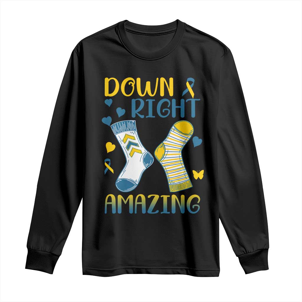 Down Right Amazing Long Sleeve Shirt Down Syndrome Support Socks Ribbon