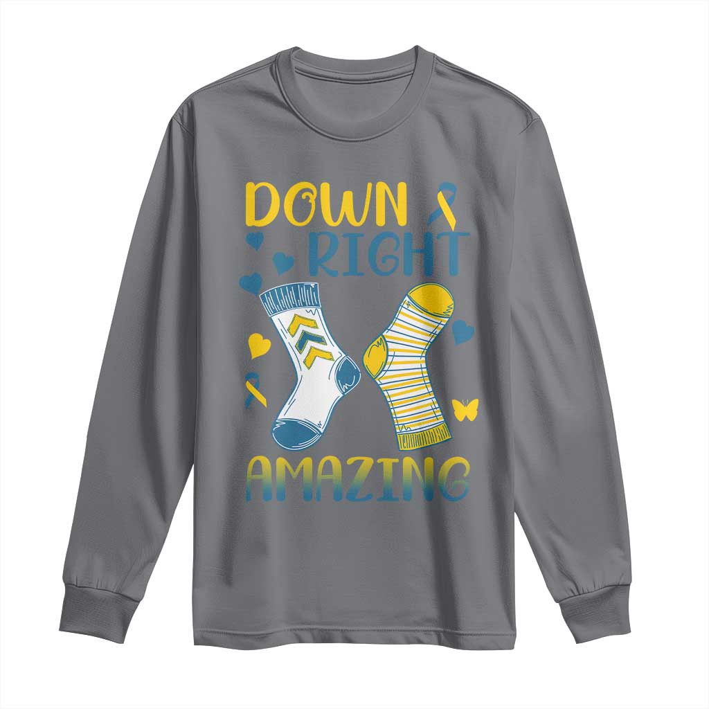 Down Right Amazing Long Sleeve Shirt Down Syndrome Support Socks Ribbon