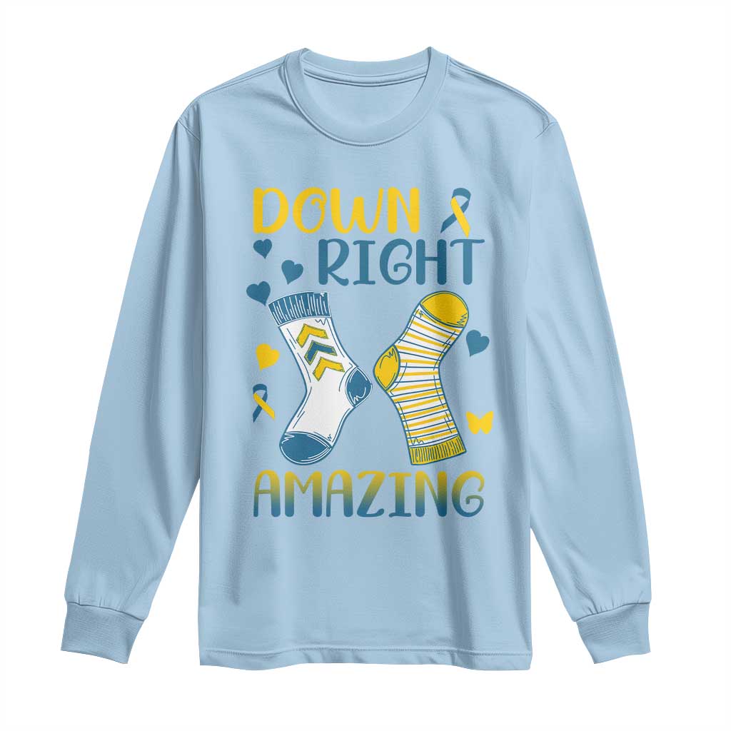 Down Right Amazing Long Sleeve Shirt Down Syndrome Support Socks Ribbon