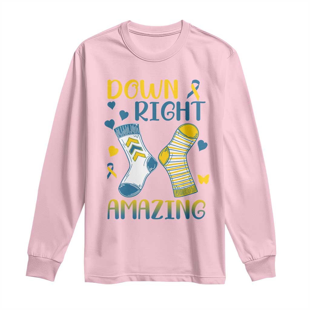 Down Right Amazing Long Sleeve Shirt Down Syndrome Support Socks Ribbon