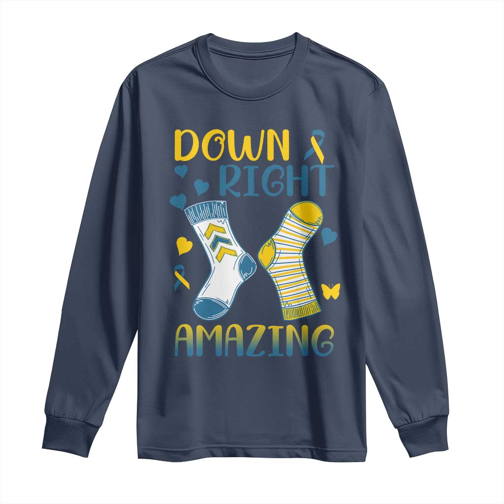 Down Right Amazing Long Sleeve Shirt Down Syndrome Support Socks Ribbon