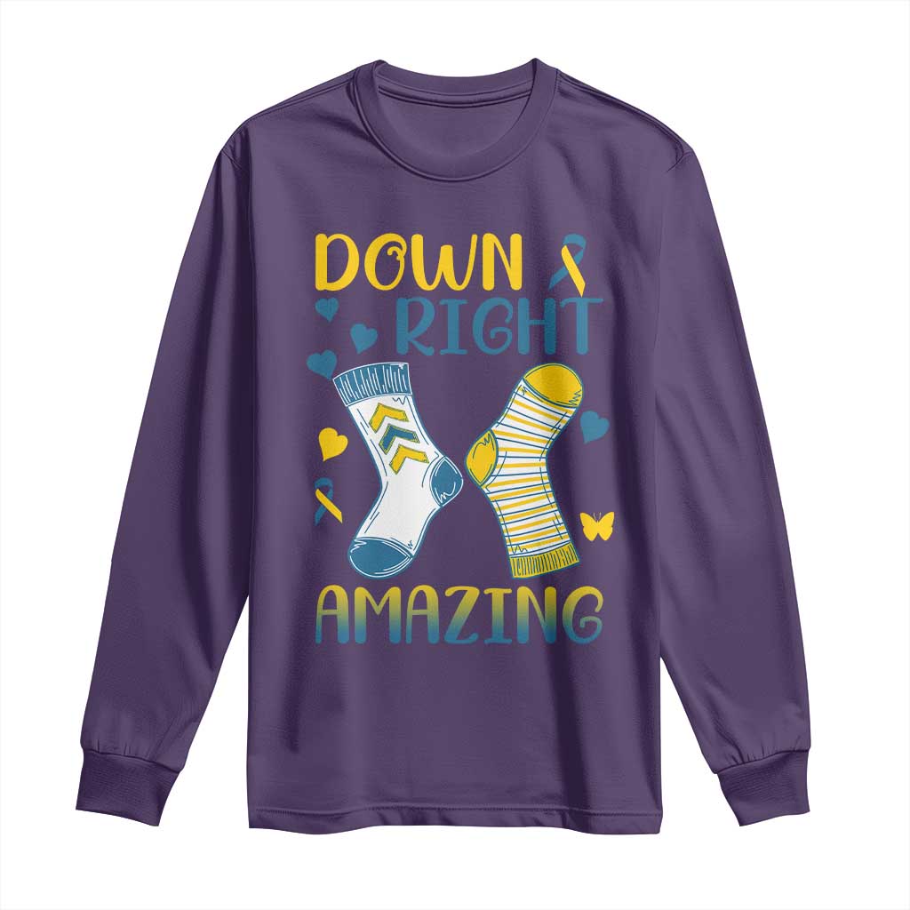Down Right Amazing Long Sleeve Shirt Down Syndrome Support Socks Ribbon