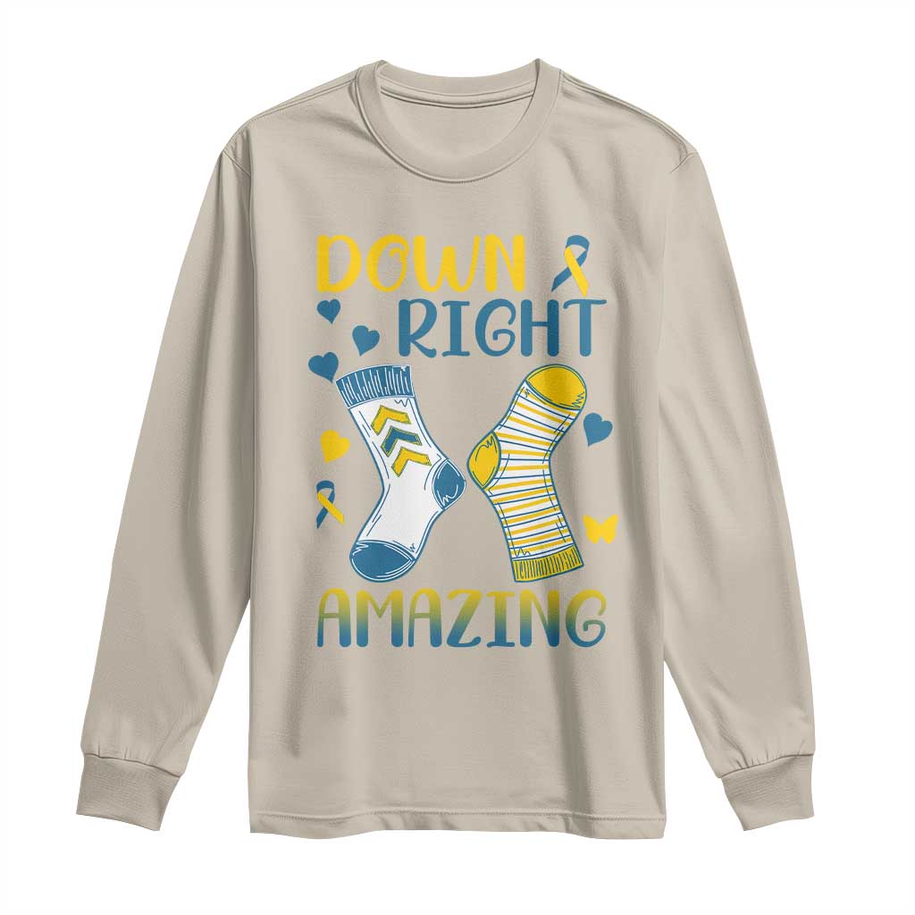 Down Right Amazing Long Sleeve Shirt Down Syndrome Support Socks Ribbon