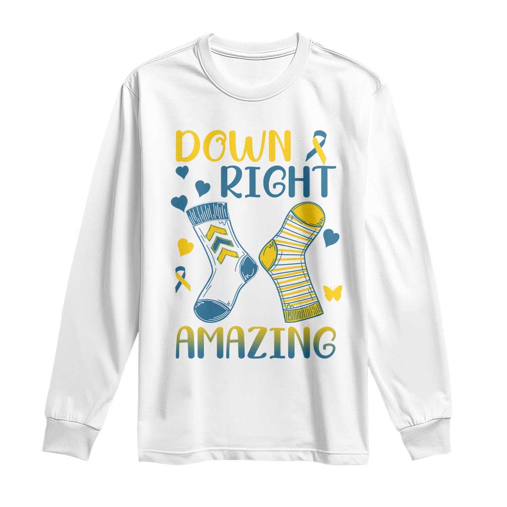 Down Right Amazing Long Sleeve Shirt Down Syndrome Support Socks Ribbon