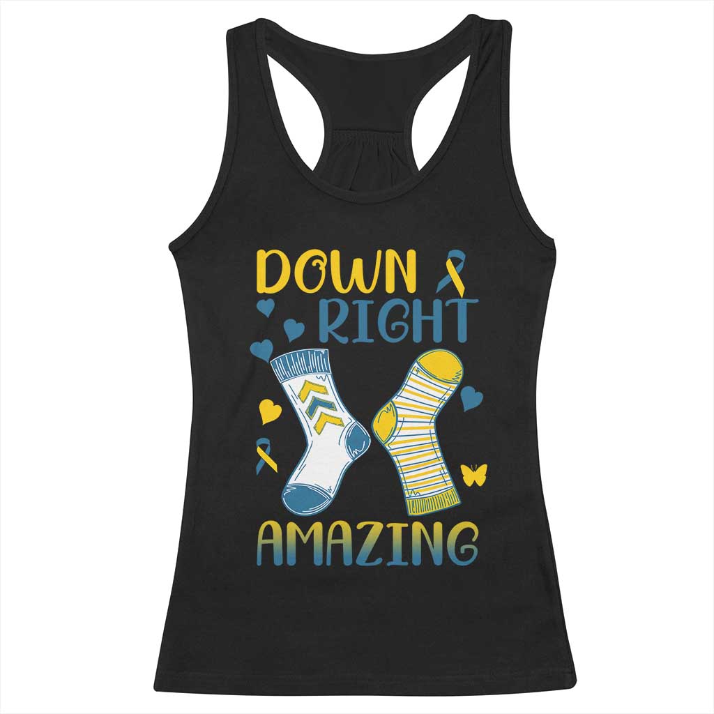 Down Right Amazing Racerback Tank Top Down Syndrome Support Socks Ribbon