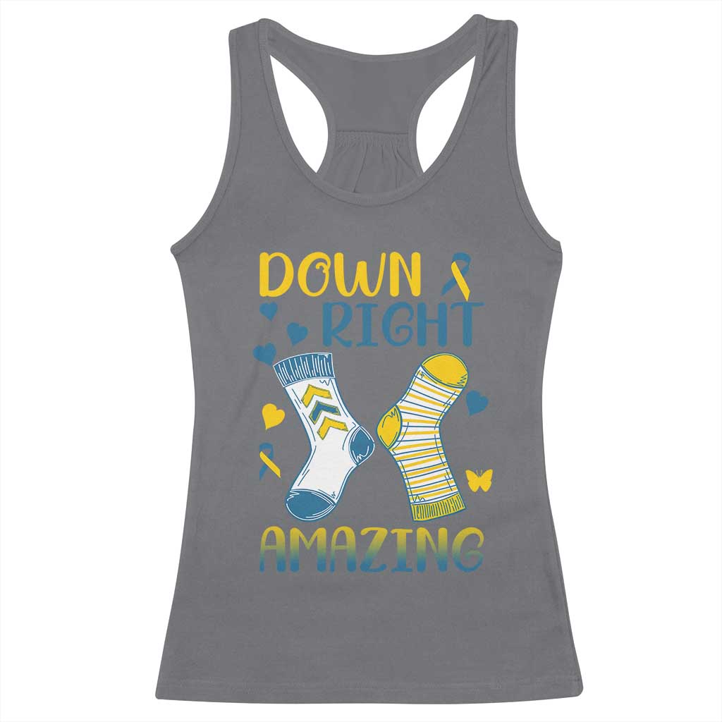 Down Right Amazing Racerback Tank Top Down Syndrome Support Socks Ribbon