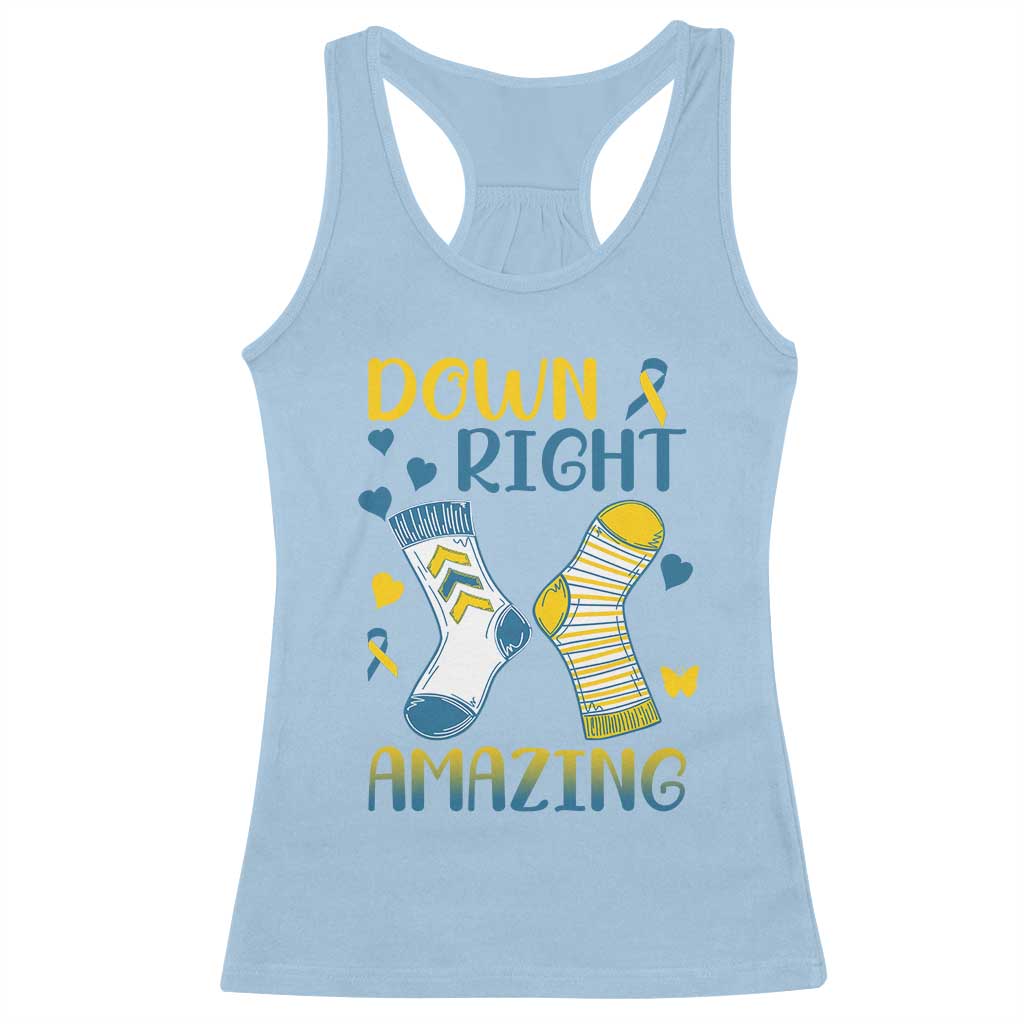Down Right Amazing Racerback Tank Top Down Syndrome Support Socks Ribbon