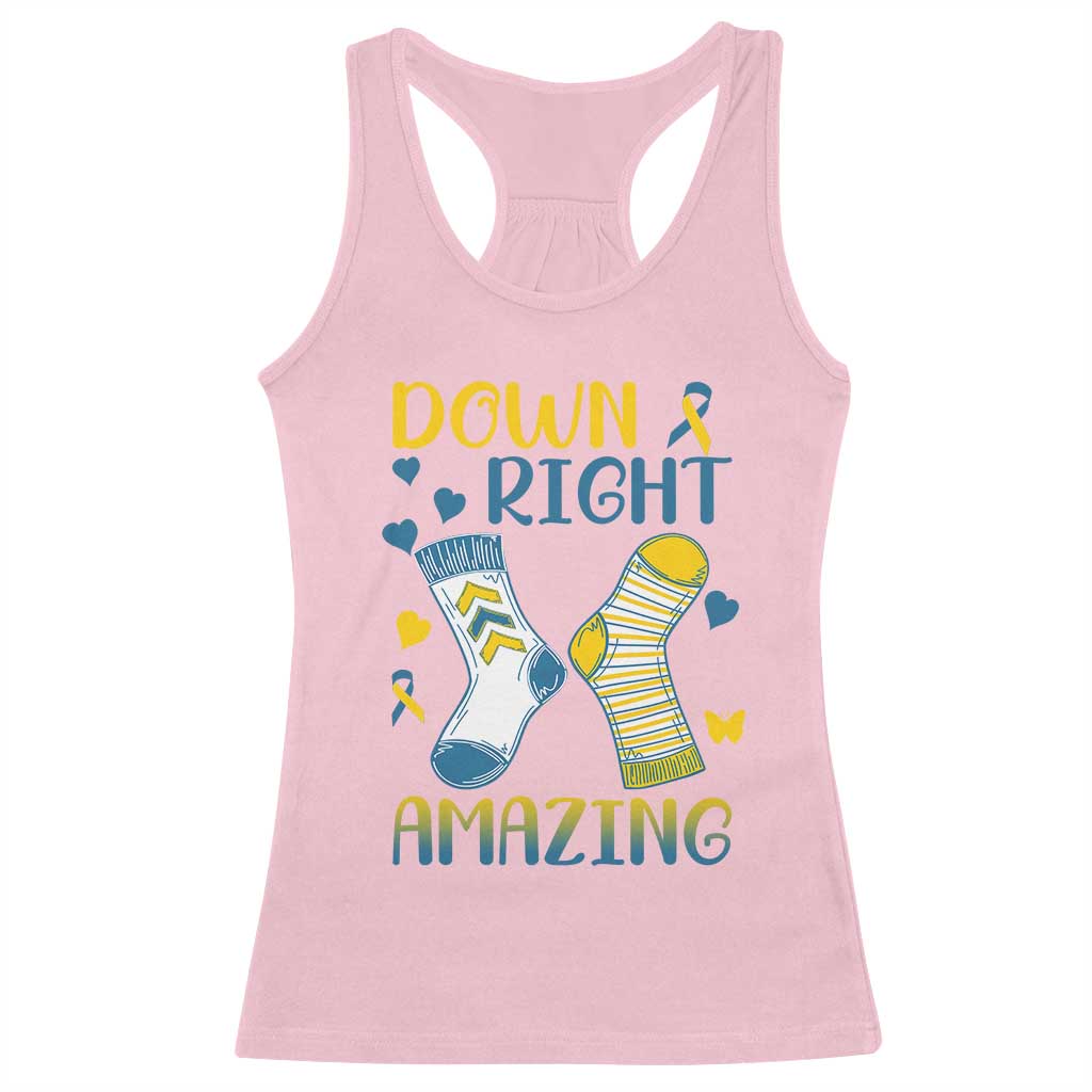 Down Right Amazing Racerback Tank Top Down Syndrome Support Socks Ribbon
