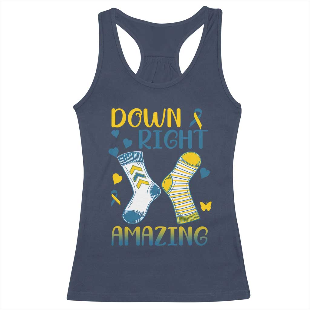 Down Right Amazing Racerback Tank Top Down Syndrome Support Socks Ribbon