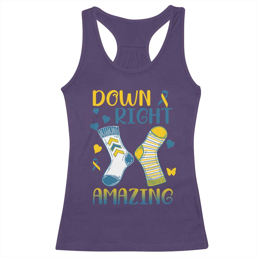Down Right Amazing Racerback Tank Top Down Syndrome Support Socks Ribbon