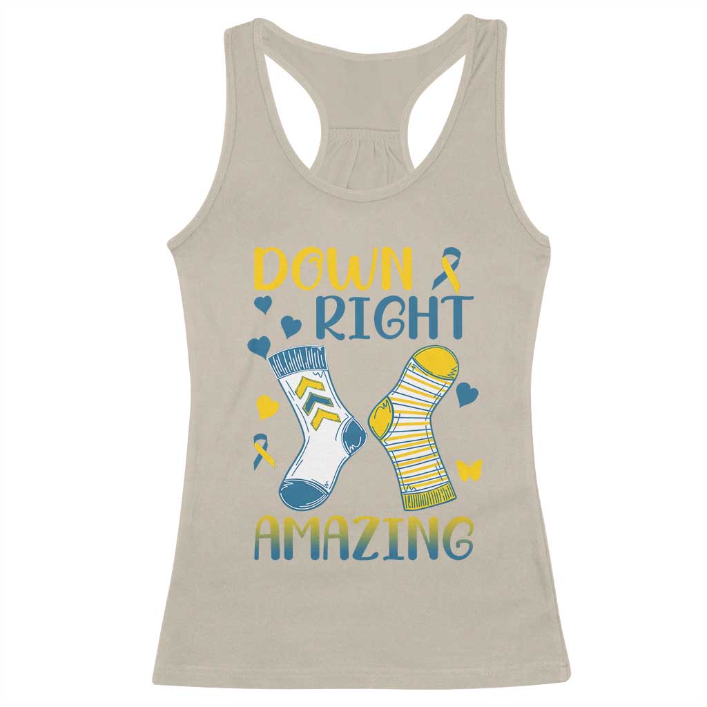 Down Right Amazing Racerback Tank Top Down Syndrome Support Socks Ribbon