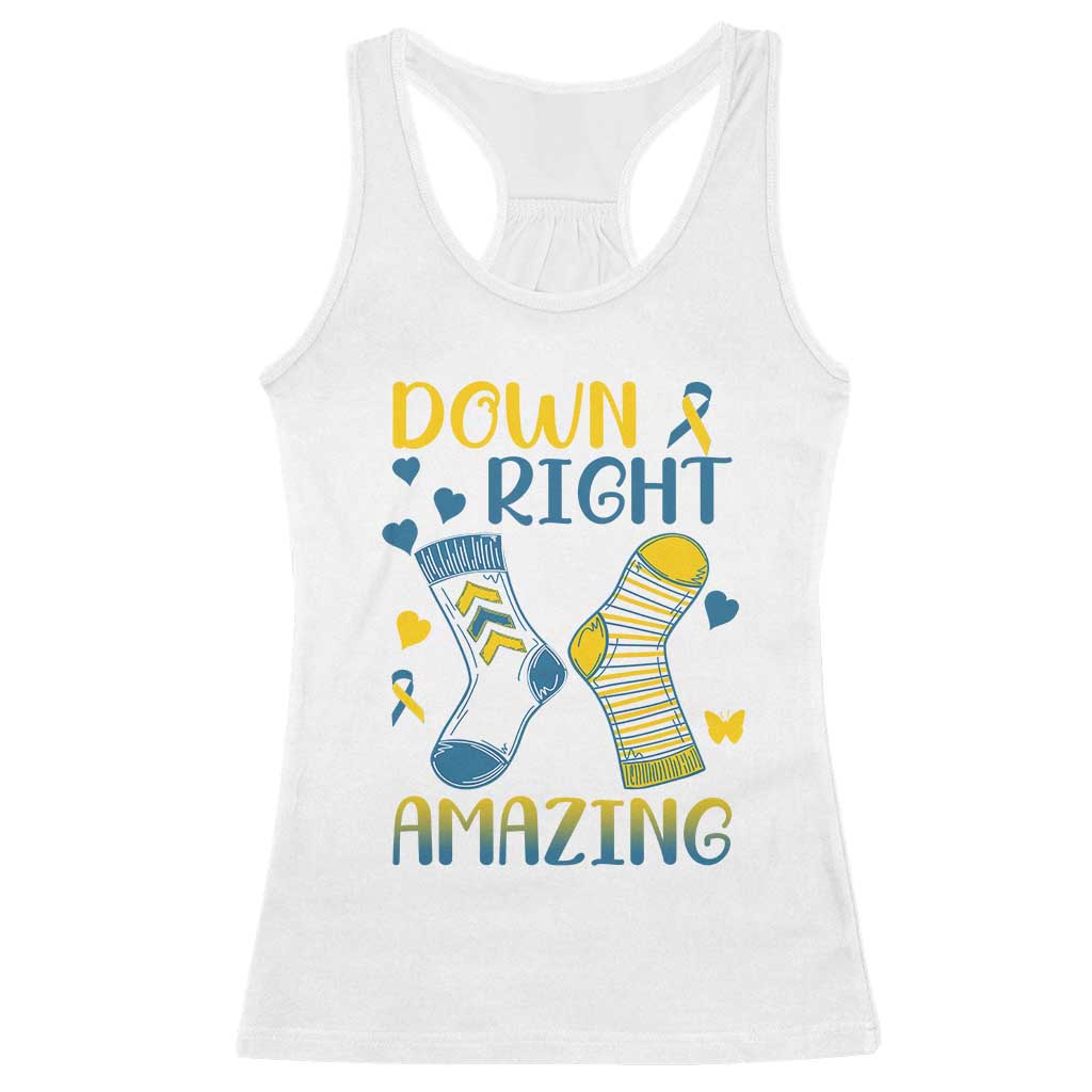 Down Right Amazing Racerback Tank Top Down Syndrome Support Socks Ribbon