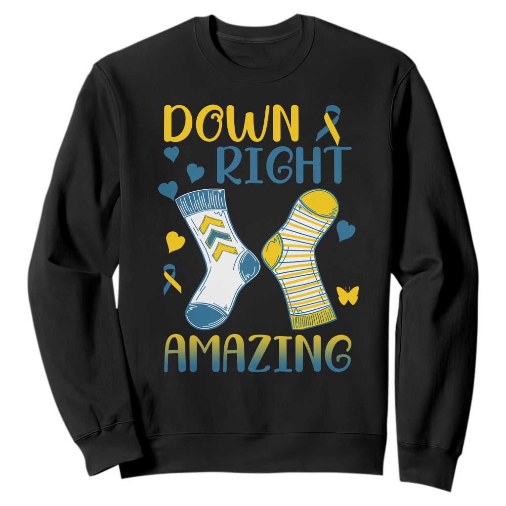 Down Right Amazing Sweatshirt Down Syndrome Support Socks Ribbon