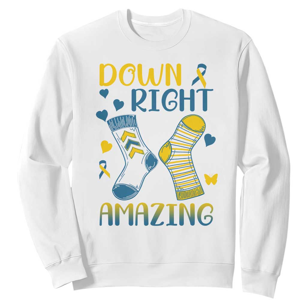Down Right Amazing Sweatshirt Down Syndrome Support Socks Ribbon