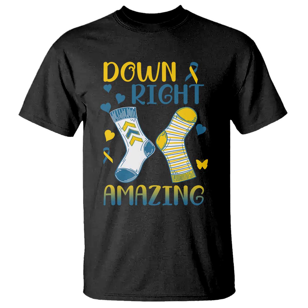 Down Right Amazing T Shirt Down Syndrome Support Socks Ribbon