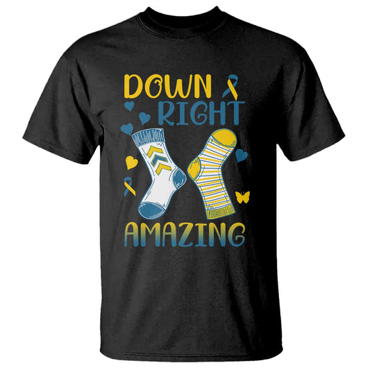 Down Right Amazing T Shirt Down Syndrome Support Socks Ribbon