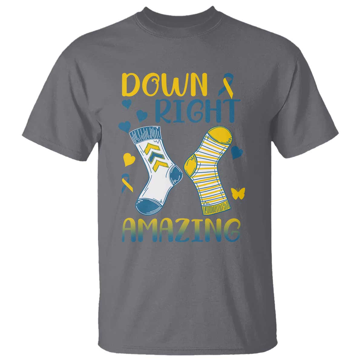 Down Right Amazing T Shirt Down Syndrome Support Socks Ribbon